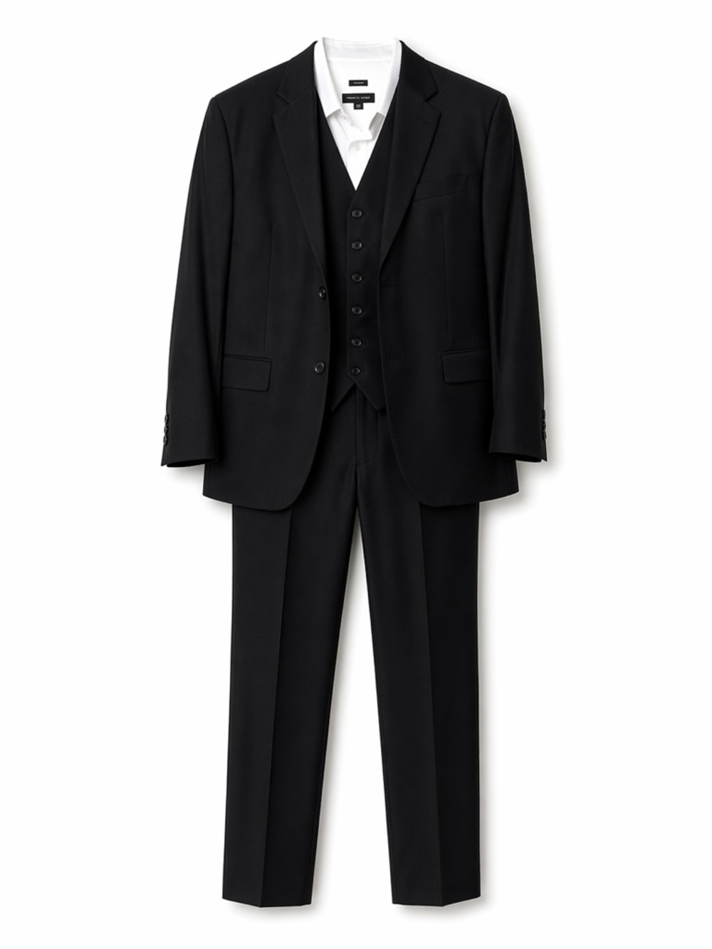 Pronto Uomo Platinum 4PC Tuxedo Set Jacket Pants Vest Shirt Black/White 48 - 50R